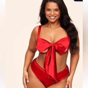 Adore Me. Gynger set. Lingerie. Red bow bra and panty. Red lingerie. Size 2X.
